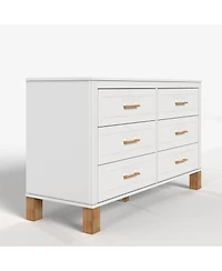 Streamdale Furniture 6 Drawer Wooden Double Dresser with Modern Metal Handles
