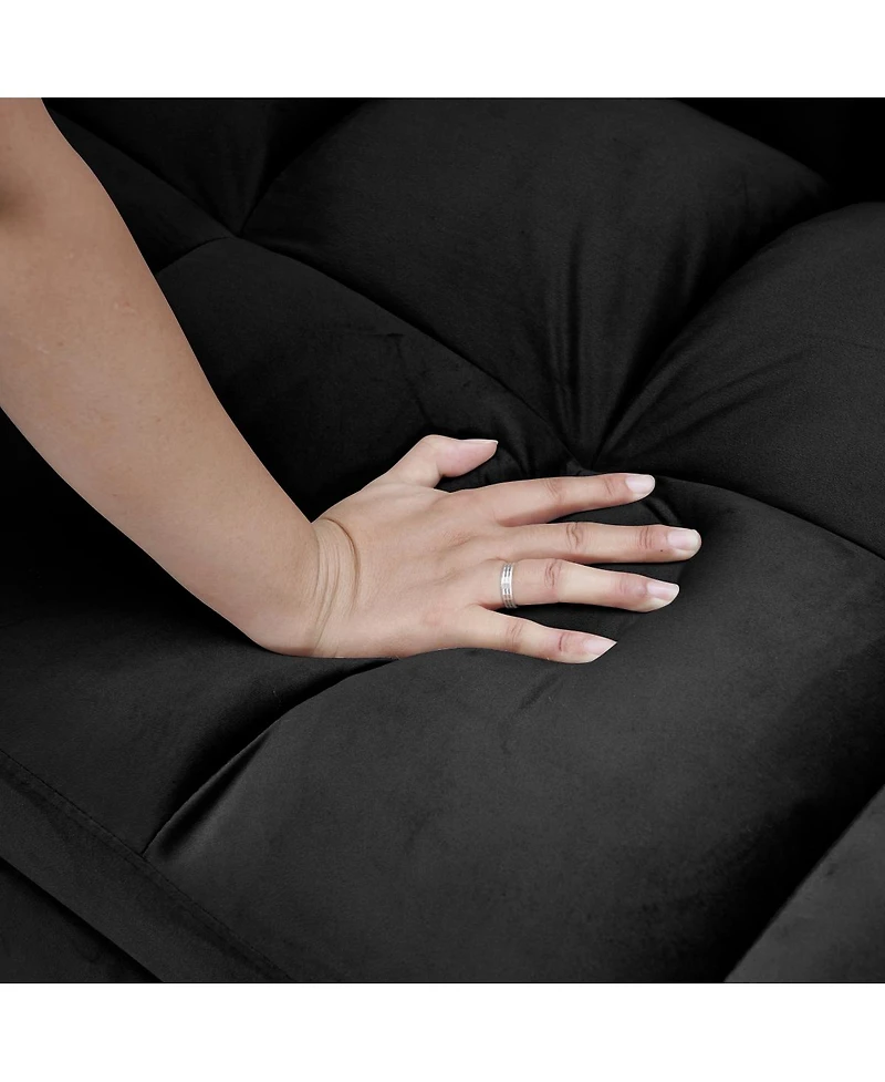 Streamdale Furniture 65-inch 3-in-1 foldable velvet sofa bed with adjustable back and pillows