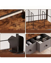 Yigii 6-Tier Cd Dvd Vinyl Storage Tower with Drawers for Living Room