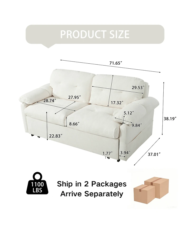 Streamdale Furniture Convertible Pull-Out Queen Sleeper Sofa with Storage