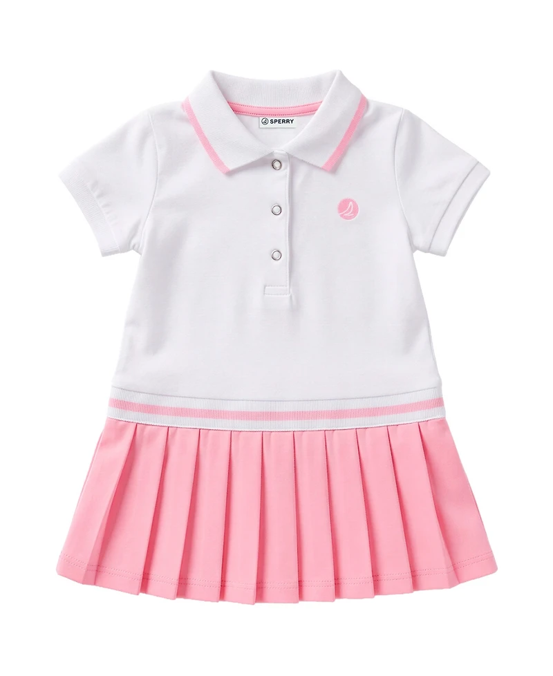 Sperry Baby Girls' Polo Collar Dress & Panties with Hairclip, 2-Piece Set