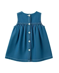 Sperry Baby Girls' Denim Jumper Dress & Bodysuit with Hairclip and Band, 2-Piece Set