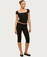 Edikted Women's Ravena Foldover Capri Leggings