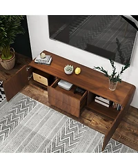 Streamdale Furniture 58" Mid Century Spiral Wave Design Tv Console with Storage Cabinet & 2 Drawers