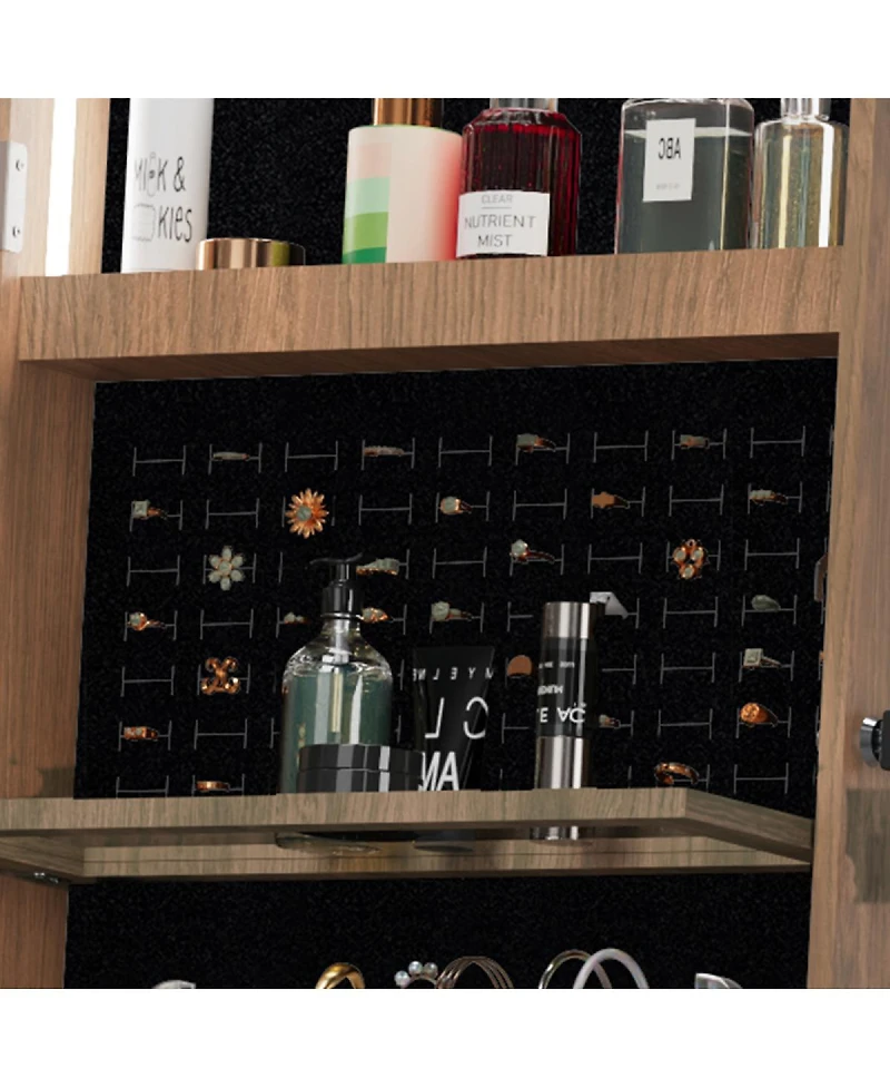 Streamdale Furniture 360° Swivel Jewelry Cabinet with Full Length Mirror & Lockable Storage