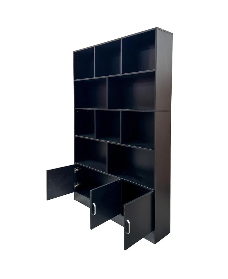 Streamdale Furniture 10 Cube 3 Door Wood Modern Storage Organizer Bookshelf