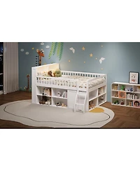 Streamdale Furniture Loft Bed with Storage, Headboard with Led Light.