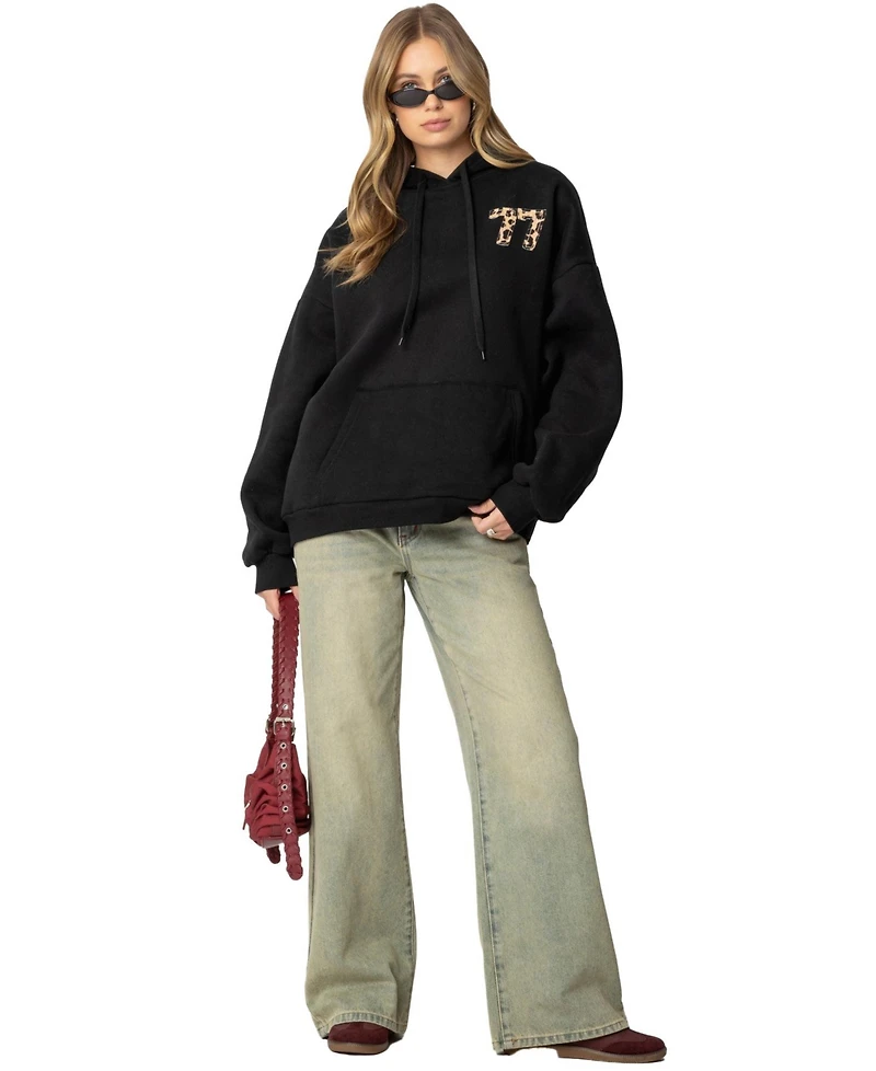 Edikted Women's Leopard 77 Oversized Hoodie