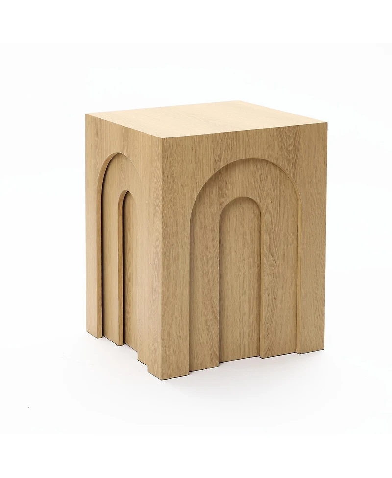 LuxenHome Set of Three Oak Finish Nesting Side Tables, Durable Manufactured Wood for Living Room