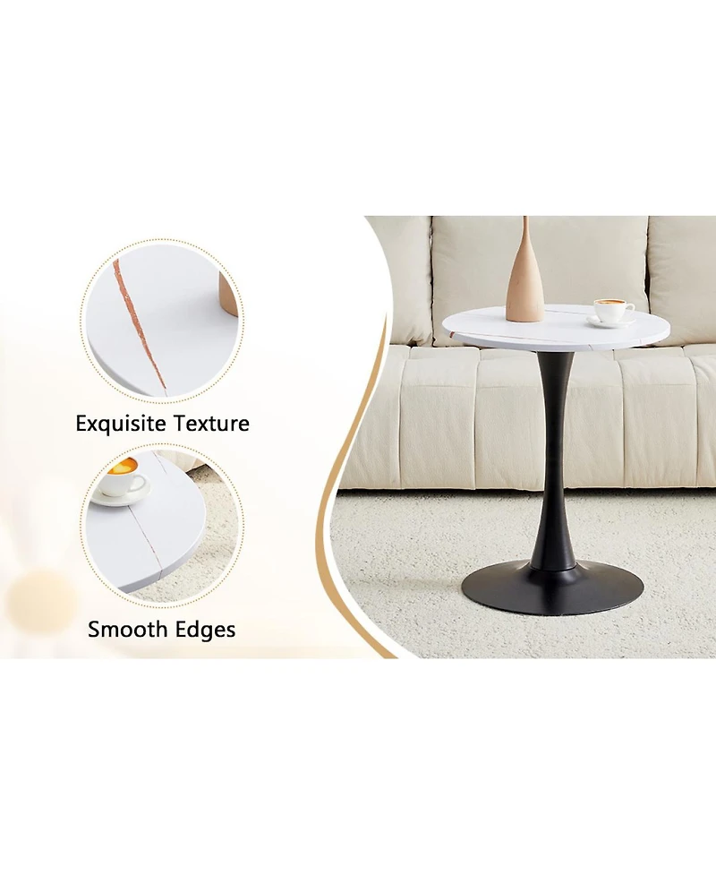 Streamdale Furniture Round Dining Table, 23.6" Tulip Bistro Table with Metal Pedestal