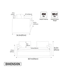 Streamdale Furniture Chenille Double-Seater Sofa with Pillows