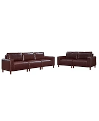 Streamdale Furniture Streamdale Luxury Burgundy Faux Leather 2-Piece Sofa & Loveseat Set