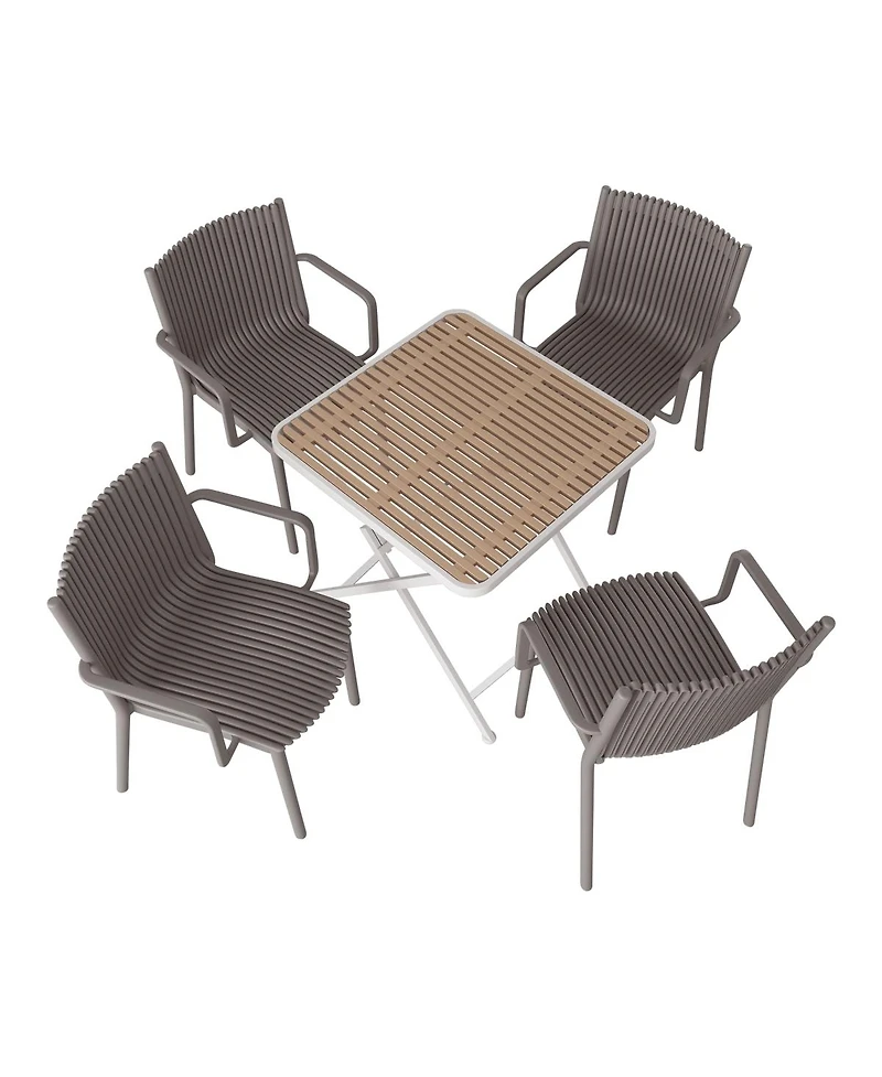 Streamdale Furniture 4pcs Warm Stackable Armchair with Folding Table