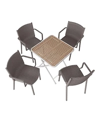 Streamdale Furniture 4pcs Warm Stackable Armchair with Folding Table
