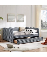 Streamdale Furniture Streamdale Cozy Gingham Daybed with Storage Drawers