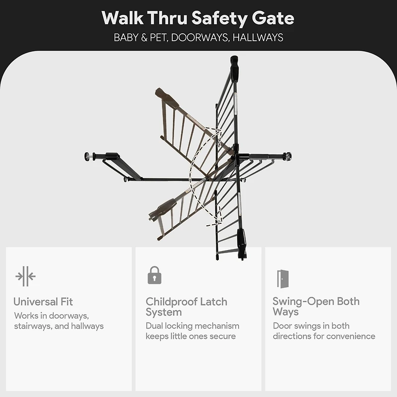 BalanceFrom Fitness BalanceFrom Walk Thru Safety Gate, Baby and Pet, Doorways, Hallways, 30", Graphite