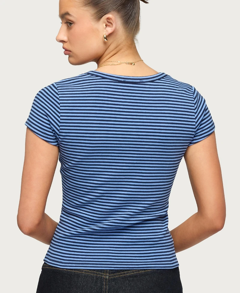 Women's Kady Striped Henley T Shirt