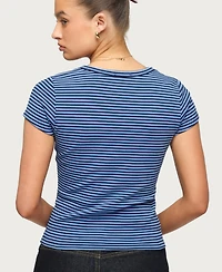 Women's Kady Striped Henley T Shirt