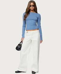 Edikted Women's Loria Striped Boat Neck Top