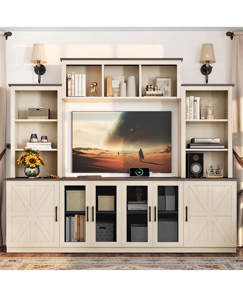 Streamdale Furniture Wall Unit Entertainment Center with Charging Station & Usb