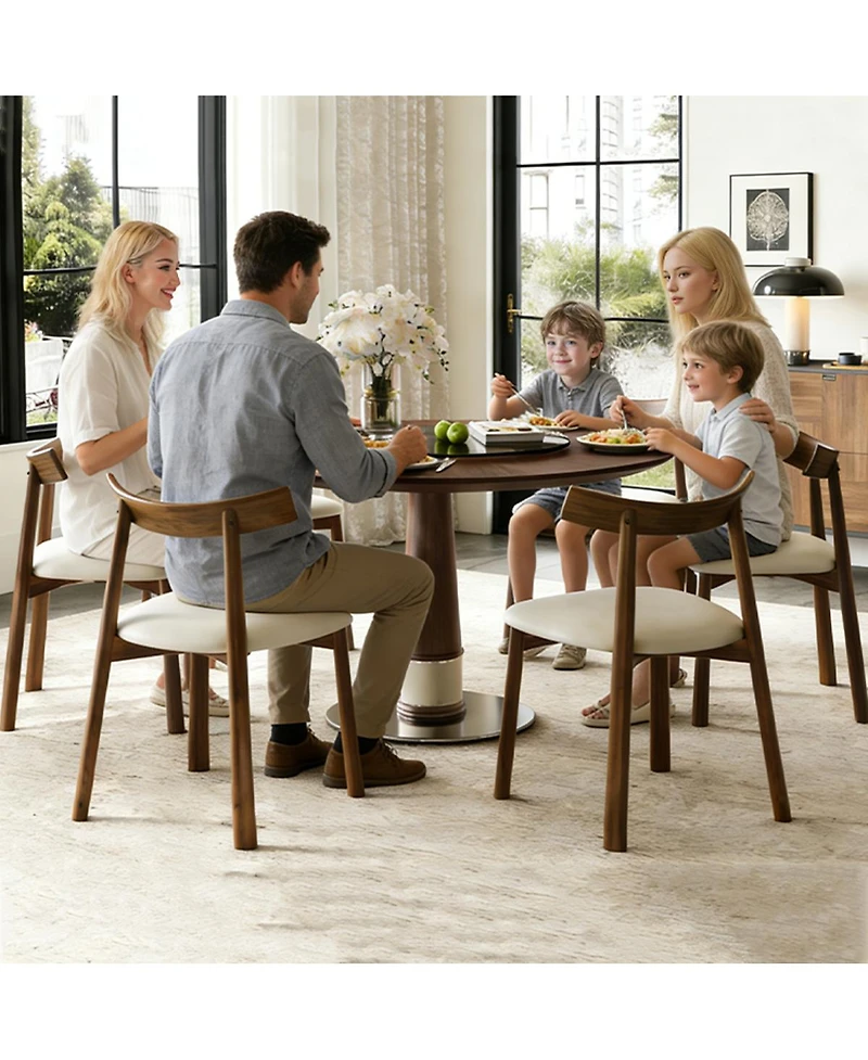 Streamdale Furniture Solid Wood Dining Table Set with 6 Chairs & Lazy Susan