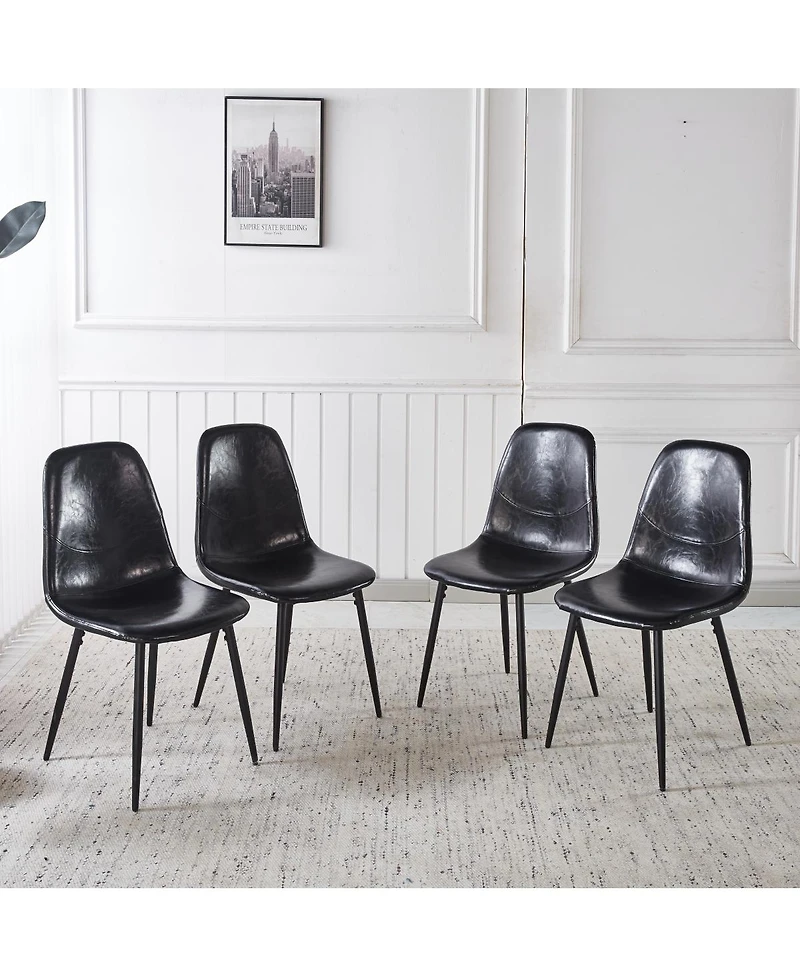 Streamdale Furniture 5pcs Dining Set, Metal Leg Mid-century Table for 4-6 People