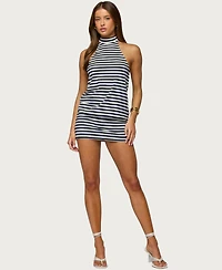 Edikted Women's Milah Striped Halter Neck Mini Dress