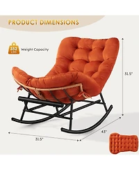 gaomon 2Pcs Papasan Rocking Chair with Foot Rest, Oversized Papasan Chair with Thick Removable Cushion and Metal Frame - Orange