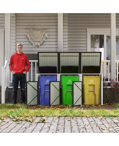 Streamdale Furniture Garbage Bin Shed for 3 Cans, Lockable, Waterproof