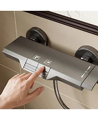 Lalahoo 1-Spray Adjustable Height Shower Faucet 2.5 Gpm with Piano Button Control and Aluminum Valve