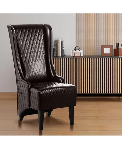 Streamdale Furniture Faux Leather High-Back Accent Chair, Modern Side Chair for Living Room, Bedroom