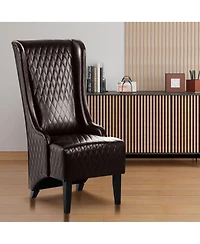 Streamdale Furniture Faux Leather High-Back Accent Chair, Modern Side Chair for Living Room, Bedroom