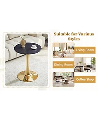 Streamdale Furniture Round Dining Table, 23.6" Faux Marble Tulip Bistro Table for Kitchen & Small Spaces