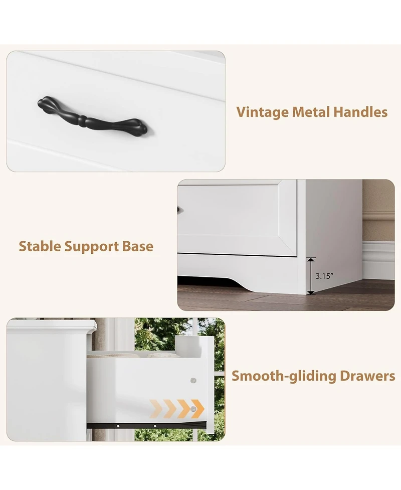 gaomon 5 Drawer Dresser for Bedroom, Wooden Tall Chest with Wide Metal Handle, Farmhouse Modern Storage Organizer