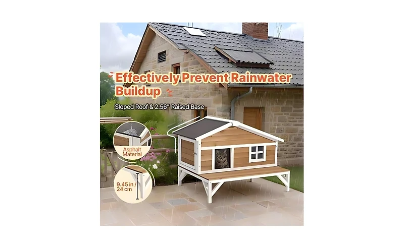 Aostirmotor Insulated Cat House with Large Platform, Waterproof Winter Shelter for Indoor & Outdoor Cats