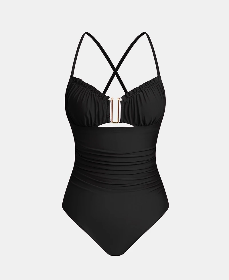 Cupshe Women's V-Neck Cross-Back Straps One-Piece Swimsuit