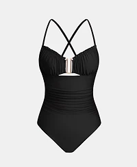Cupshe Women's V-Neck Cross-Back Straps One-Piece Swimsuit