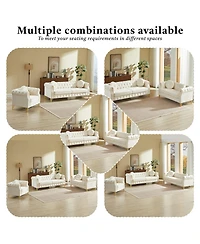 Streamdale Furniture Velvet Chesterfield Sofa with Copper Studs & Tufted Buttons