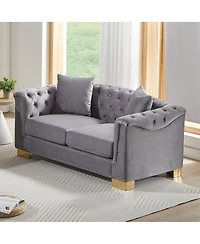 Streamdale Furniture 62" Velvet Chesterfield Sofa, Classic Modern Two Seater
