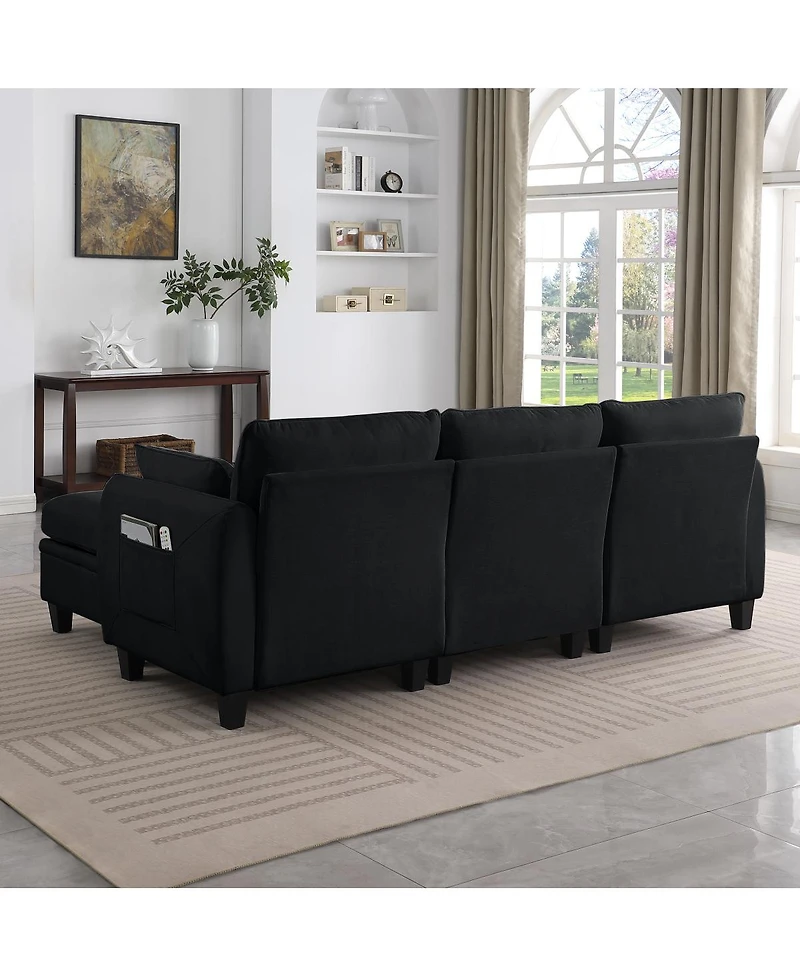 Streamdale Furniture Streamdale 85" Chenille Modular Sectional Sofa w/ Storage Ottoman