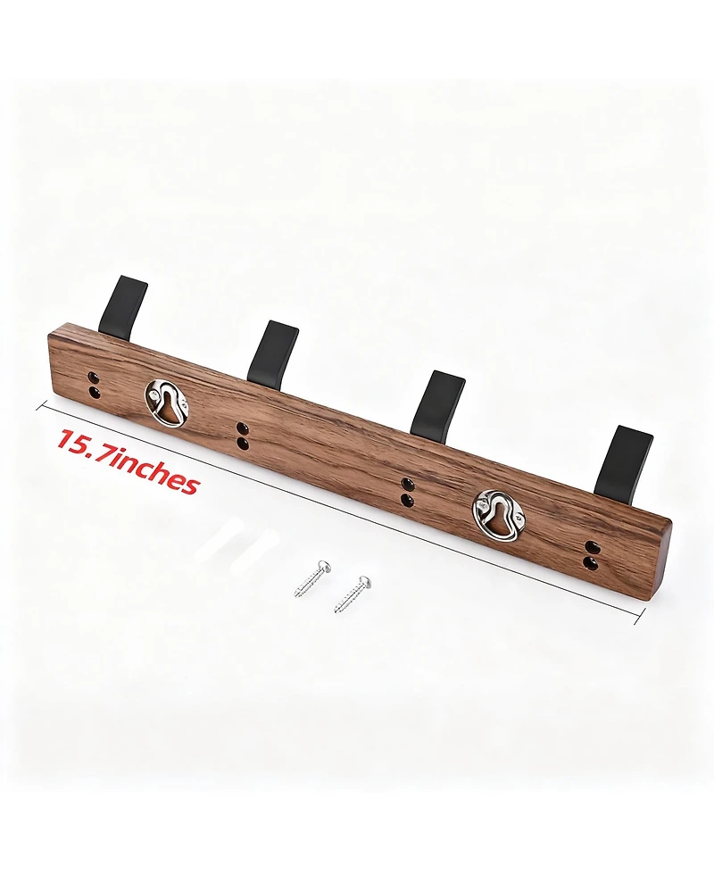 Yigii Walnut Wood & Aluminum Coat Rack,Rustproof, Easy Install