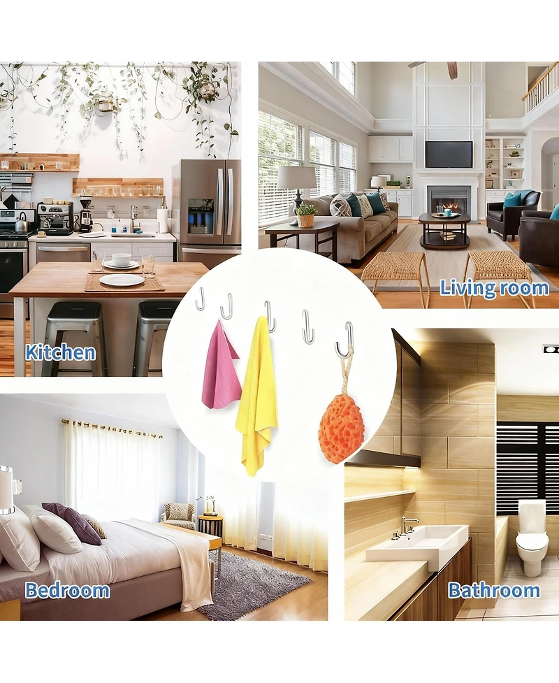 Yigii Stainless Steel Wall Coat Rack with 8 Hooks for Hats, Clothes, Towels