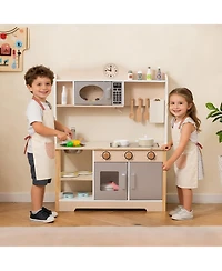 Slickblue Wooden Pretend Cooking Kitchen Toy Set for Children