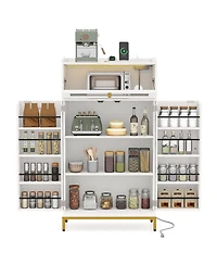 Sugift Kitchen Pantry Cabinet Freestanding Food Storage Cupboard