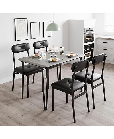 gaomon Dinner Table Set for 4,5 Piece Kitchen and Chairs,Rectangular Dining Room with 4 Upholstered Chair