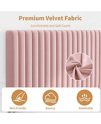 gaomon Upholstered Platform Velvet Bed Frame with Headboard,Strong Wooden Slats Support