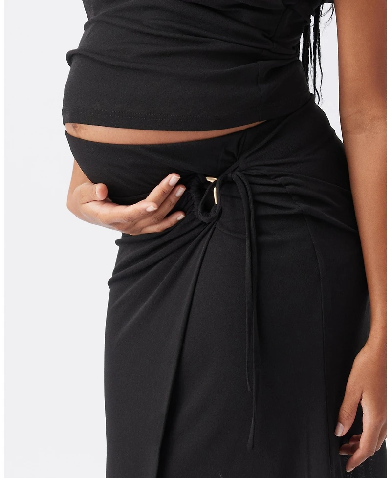 Ripe Maternity Mock Wrap Skirt Black