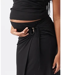 Ripe Maternity Mock Wrap Skirt Black