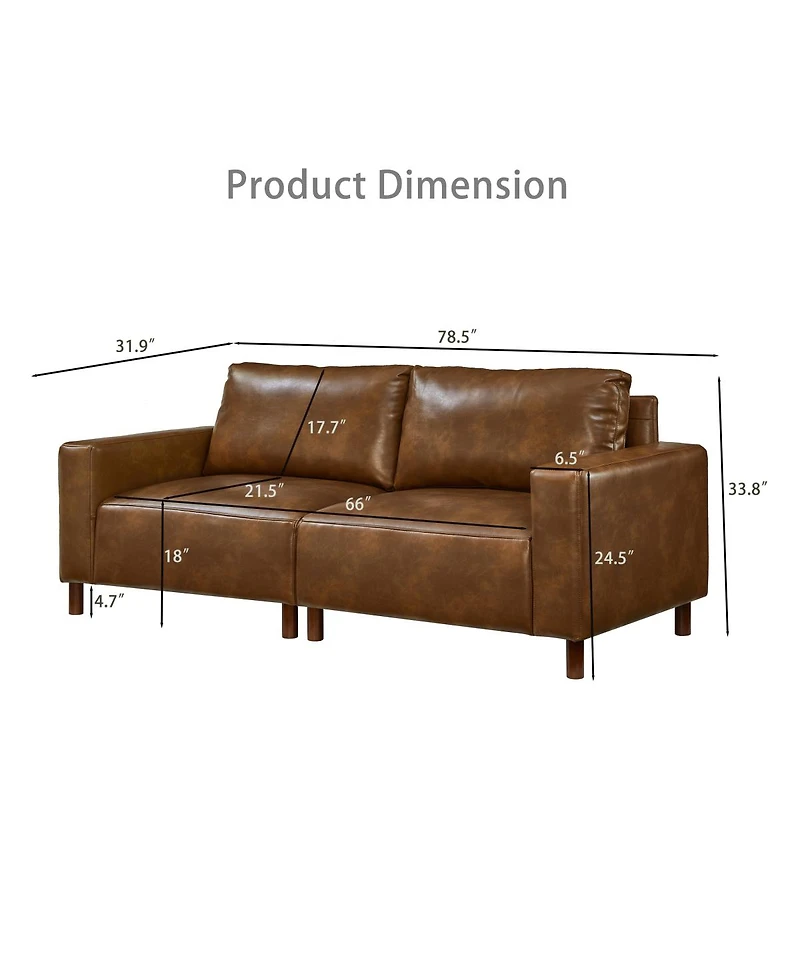 Streamdale Furniture 78.5" Big Loveseat for Living Room, Apartment, Faux Leather Pu Couch