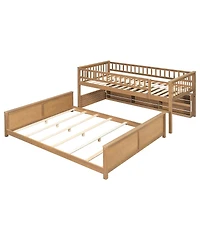 Streamdale Furniture Streamdale Twin Xl over Queen Bunk Bed with Shelving, Lights & Pegboard